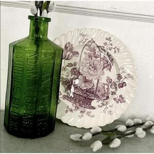 Vintage SALAD PLATE Staffordshire Clarice Cliff Purple Transferware Charlotte x5